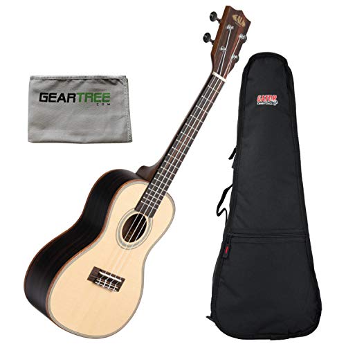 Kala KA-SSEBY-C Solid Spruce Top Striped Ebony Concert Ukulele w/Geartree Cloth - Les Beatles, Paul McCartney, John Lennon, RIngo Starr, George Harrison Kala KA-SSEBY-C Solid Spruce Top Striped Ebony Concert Ukulele w/Geartree Cloth