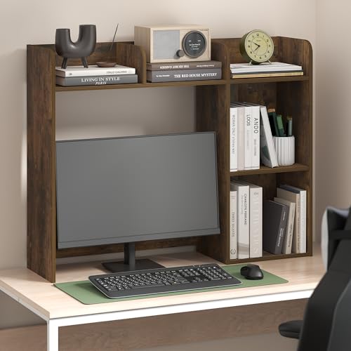 Image of Furinno Classic Desk Shelf, 5-Shelf Desktop Hutch, Book Shelf, 3-Tier Desk Organzier, for Office Supplies, Office Desk Accessories, for Home Office, College, Dorm, White