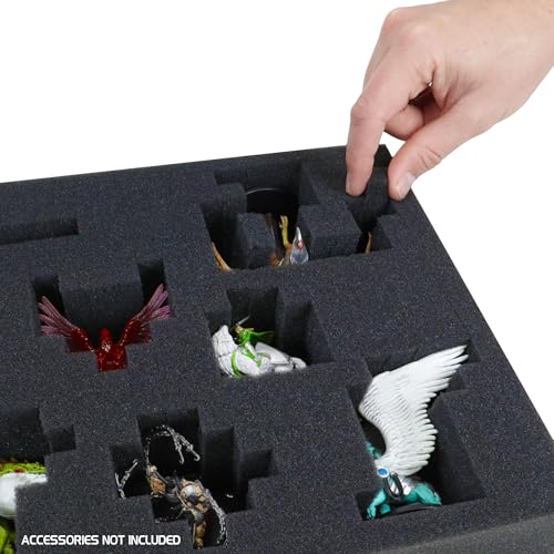 Image of ENHANCE Wide Base Miniature Carrying Case - Mini Figure Storage fits 58 Minis & Pick & Pluck for Large Figures - Book Sleeve & 2 Accessory Pockets for Measuring Tape, Dice & More (Large - Wide Base)