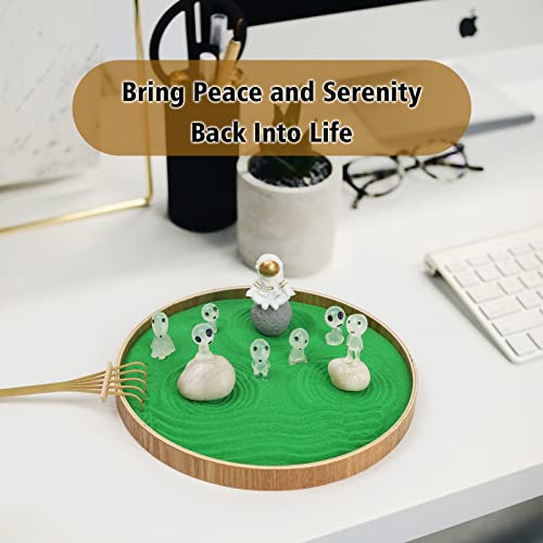Miniature Zen Garden Kit For Desk, Outer Space Themed Zen Decor Sand Tray With Astronaut Statue And Aliens Figurines, Spaceman Planet Tabletop Ornament Zen Gift Meditation Accessories For Home Office #TOP2