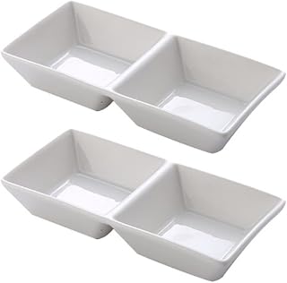 2 Pcs Ceramic Paint Palette 2 Well Watercolor Painting Mixing Palette Dish for Watercolor Gouache Acrylic Oil Painting, White