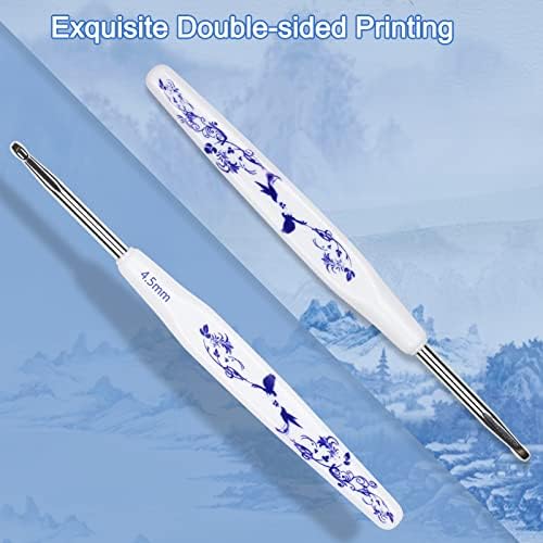Aeelike Crochet Hooks Set, Aluminium Crochet Hook with Pretty Floral Patterned Plastic Handle, 9 Pack 2.0-6.0 mm Ergonomic Crochet Hooks for Arthritic Hands Full Set, Crochet Hooks Sets for Beginners