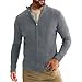Mens Full Zip Cardigan Open Front Sweater Casual Stand Collar Long Sleeve Waffle Knitted Sweaters Warm Outwear (Dark Grey,X-Large)