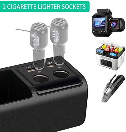 Car Storage Pocket USB Charging Function Car Accessory Case Gap Pocket Small Item Storage Mini Pocket Car Goods in-Vehicle Side Storage Box Driver's Seat (Improved -USB Rechargeable -Black)