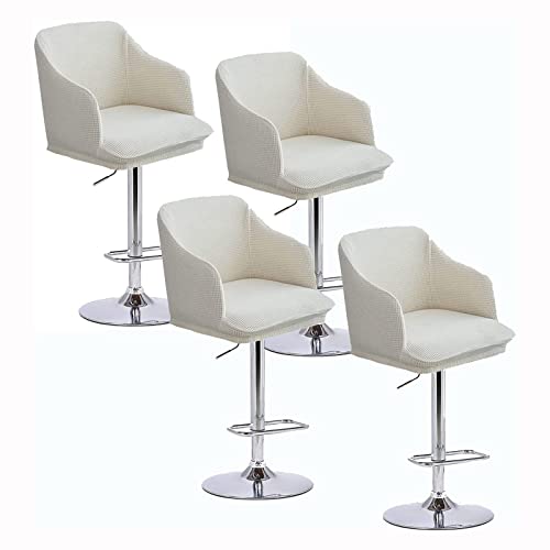 FZ FUTURE Funda para Silla Elástica con Respaldo 4 Piezas, Comedor Sillas Cubiertas con Brazos Respaldo Lavable, Extraíble, Universal, Elástica para Taburetes Altos para Bar, Casa,Blanco Cover