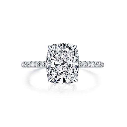 Bo.Dream Cushion Cut 3ct Cubic Zirconia CZ Platinum Plated Sterling Silver Engagement Rings