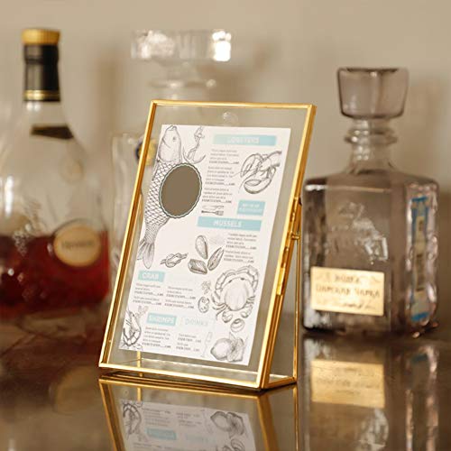 Jwthee 5.5x6.3 Inch Pressed Flower Frame, Clear Glass Floating Frame, Glass Plant Specimen Holder Display Frame with Bracket for Artwork Display Wall Decor