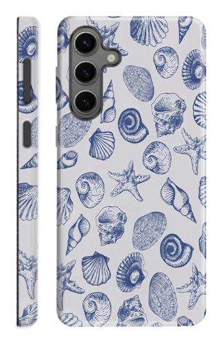 Compatible with Samsung Galaxy S25 5G Case,Case for Samsung Galaxy S25 Double-Layer Full Body Drop Protection,Cute Blue Seashell