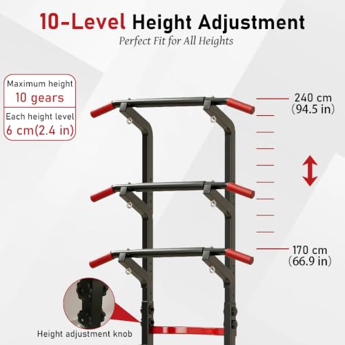 Image of Power Tower Pull Up & Dip Station Multi-Function Home Strength Training Fitness Workout Station Height Adjustable