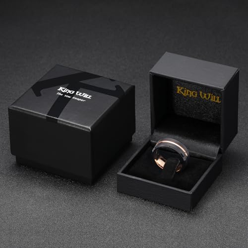 Image of King Will Tungsten Carbide Wedding Band for Men Women-6 /8 /10mm Width Multicolor Available with Grooved Center Wedding Ring Suitable for Work, Gym Comfort Fit Size 4-16