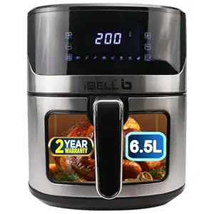 iBELL AF650M Air Fryer 6.5 Litre, 1600W, 8 Cooking Presets, Detachable Fryer Basket, Smart Rapid Air Technology, Timer Function, Auto-off & Adjustable Temperature Control (Black)
