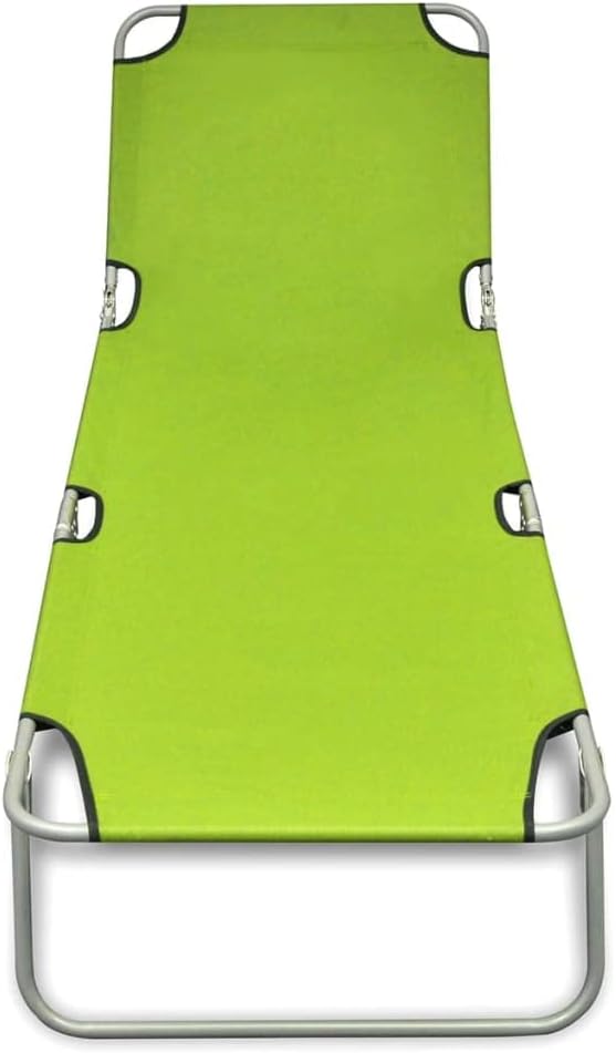 vidaXL Patio Lounge Chair, Folding Sunlounger with Adjustable Backrest, Sunbed, Pool Lounge Chair for Outdoor, Powder-Coated Steel Apple Green