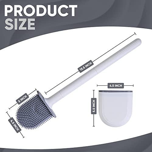 LUNADOX Wall Mounted Silicone Toilet Brush, Well Organized, Space Saving, Smart Toilet Brush with Flexible Bristles and Detachable Base. Suitable for Houses, Hotels, and Camping.