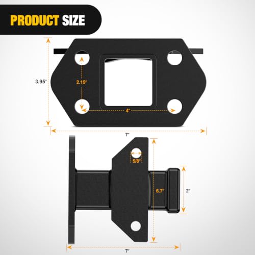 Image of Nilight Bolt-On Tube Receiver 2 inch Base with Arm Hook for Towing and Hauling