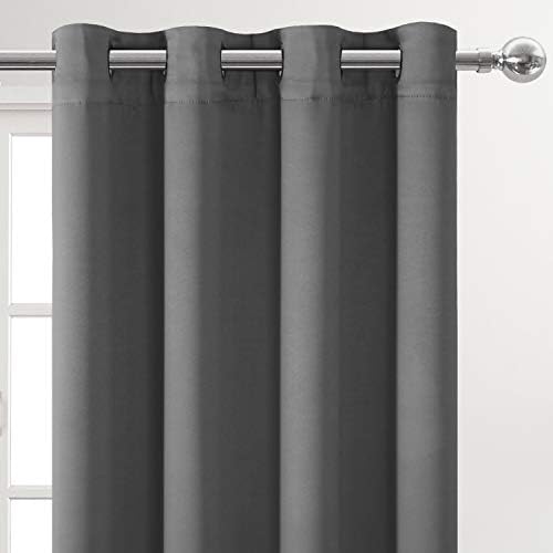 DWCN Blackout Curtains for Bedroom - Thermal Insulated Room Darkening Eyelet Window Curtains for Living Room 55 x 69 inch Length, Dark Grey, 2 Panels