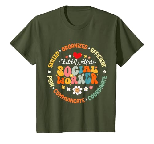 Child Welfare Social Worker Appreciation Week Back School T-Shirt, Youth, Olive Green, 3T