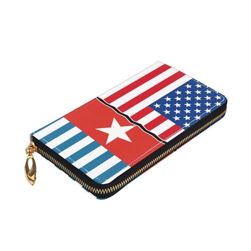 American flag and West Papua national flag Ladies Long Style Leather Purses Credit Card Billfold Handheld Wallet4