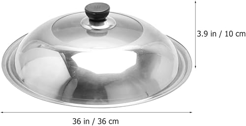 Miniatura 2 de Happyyami Tapa universal de acero inoxidable para ollas de vidrio templado, tapa de sartén de vidrio templado de 14.2in, tapa de sartén de repuesto