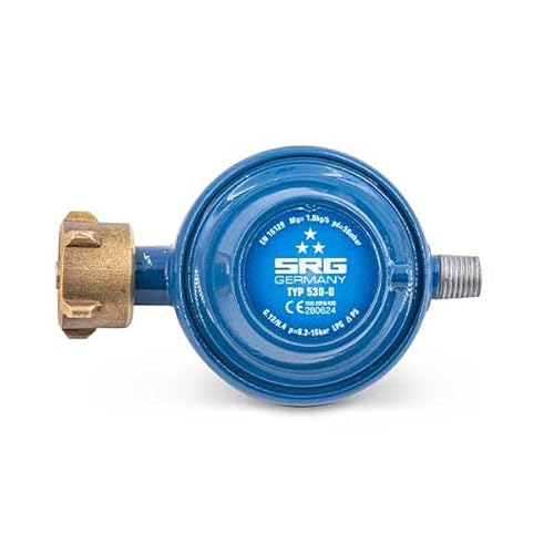 Rotarex Niederdruckregler 50mbar 1,0 kg/h inkl. Gasflaschenschlüssel für Gasgrill, Kocher, Heizstrahler, Terassenstrahler