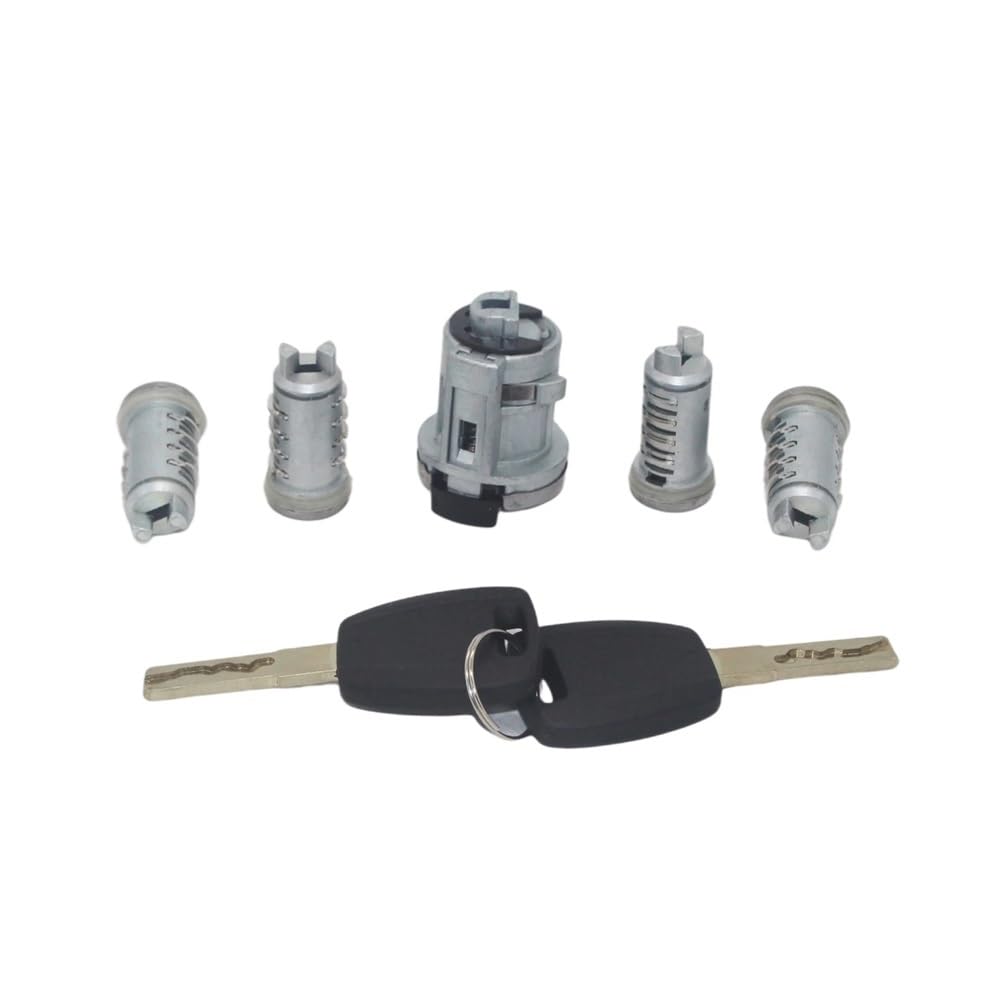 Pengnaqp One Color Ignition Barrel Compatible With Fiat For Doblo Cargo For Punto For Panda 5Pcs Complete Set Ignition Door Trunk Lock Barrel Cylinder With Sip22 Keys