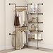 DABILONGC Industrial Pipe Clothing Rack,Wall Mounted Clothes Rack for Hanging Clothes,Adjustable Storage Closet Wardrobe Closet Kit Walk in Closet Systems, 2 Installation Methods,Black