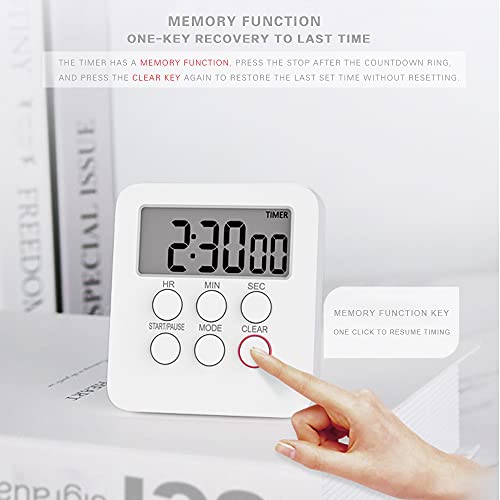 Domary Temporizador digital, relógio, contagem regressiva de cozimento magnético Alarme 24 horas com