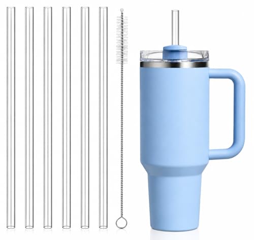 Replacement Straw Compatible with 40 oz Stanley Quencher Tumbler 12 Inch Extra Long Reusable Plastic Straws for 40 Oz Cup Clear-6 Pack