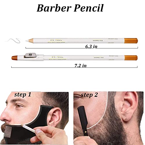 Megan Beard Shaping Tool,5 Piece Set Beard Shaper - Include Professional Straight Edge Razor,Beard Template,10 Count Of Double Edge Blades,Barber Pencil And Stainless Steel Scissors. #TOP3