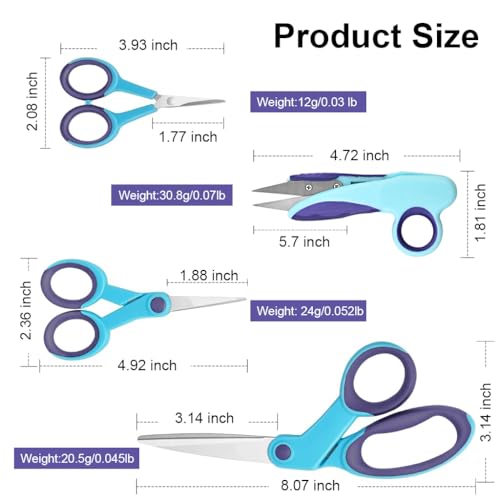 Image of HASTHIP 4 Pcs Sewing Scissors for Cloth Cutting Tailoring Scissors Bundle with Comfortable Handle Stainless Steel Sewing Scissors Set for Sewing, Tailoring, Quilting