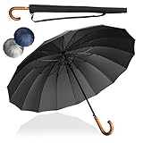 LOGAN & BARNES Stockschirm Sturmfest Ø120cm mit hochwertigem Echtholzgriff und geräuschloser Gummispitze - XXL Regenschirm Groß mit 16 Streben - Modell EDINBURGH