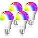 Smart WiFi Alexa Light Bulbs 2.4G, SAUDIO LED RGB Color Changing Bulbs, Compatible with Siri,Alexa,IFTTT and Google Home Assistant, No Hub Required, A19 E26 Multicolor 4 Pack