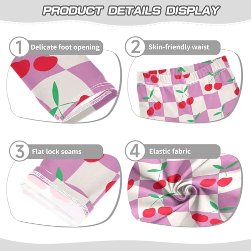 Cherry on Checker Girls Leggings,Workout Leggings for Girls Toddler Athletic Leggings Size for 3-10T3