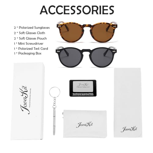 Image of JOVAKIT Vintage Kids Polarized Sunglasses for Girls Boys Age 2-9, Round Sun Glasses for Children UV400 Protection