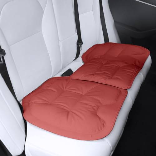 Dapucarin Back Seat Cover, Breathable Leather Rear Seat Cushion Protector, Car Rear Cushion Pad for Driving, Adjustable Length (46-55''), Rear Bench Cover Pad Fits for 95% Vehicle, Red