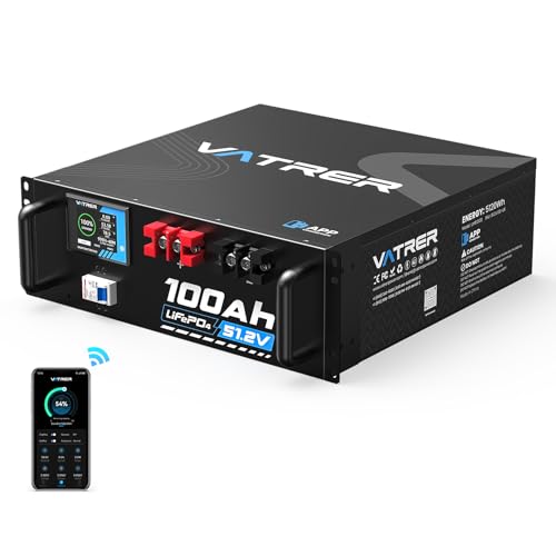 VATRER POWER 48V 100AH Lithium LiFePO4 Battery, Built-in 100A BMS,...