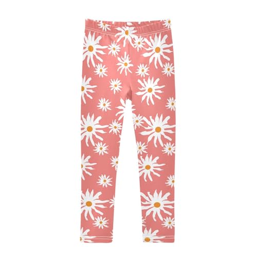 Daisy Flower Girls Leggings,Workout Leggings for Girls Toddler Athletic Leggings Size for 3-10T