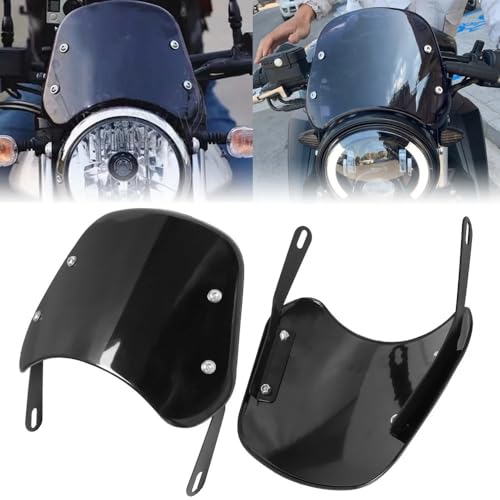 Pare-brise moto universel noir avec déflecteur de vent réglable pour phare custom Harley