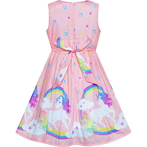 Girls Dress Light Pink Unicorn Rainbow Summer Sundress Size 9-10 - Thumbnail 2