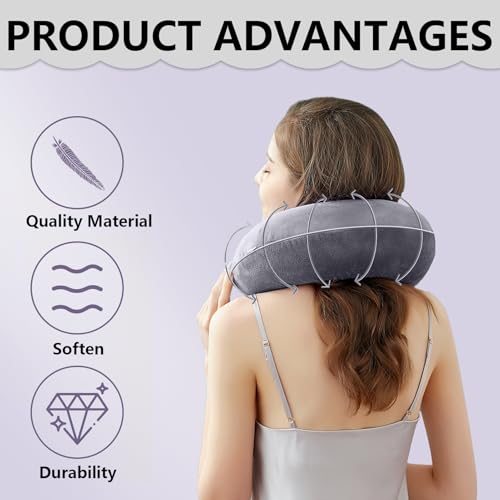 Qtksceadlnce Oreiller de Voyage Gonflable, avec Bouchon d'oreille et Masque pour Les Yeux, Appui-Tête en Forme de U, Oreiller de Soutien de Nuque pour Le Bureau, Avions, Bus, Trains (Lot de 2, Set A) – vue 4