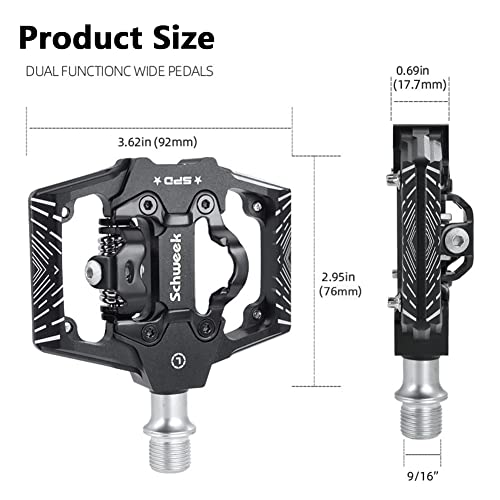 Mtb Mountain Bike Pedals Flat Platform Pedals Compatible With Spd 9/16" Dual Function Sealed Clipless Pedals With Cleats For Mountain Spin Bike, Yellow #TOP3