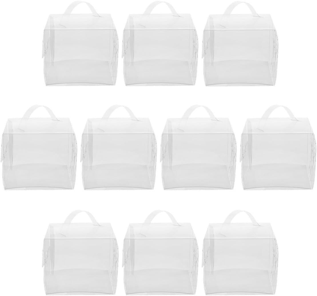 Small Cake Boxes for Protection and Stability during Transportation 10pcs with Handle Pet Material with Sturdy Bottom Support for Cupcakes and 5-inch Mousse Cakes