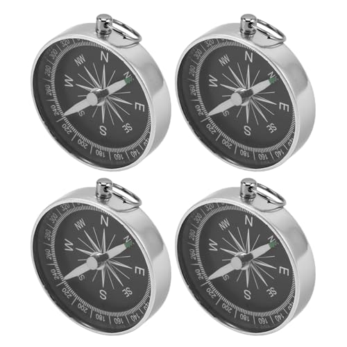 Set de 4 brújulas mini de aluminio para llavero miniatura 1