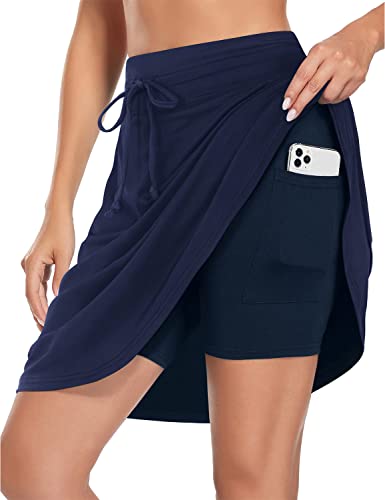 Blevonh Golf Skorts Skirts For Women, 20" Knee Length Plus Size Tennis Skirt With Pockets Athletic Knitted Skort For Summer Royal Blue 3Xl #TOP16