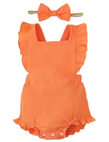 Image of Fullfamous Baby Girl Ruffled Jumpsuit and Headband Set