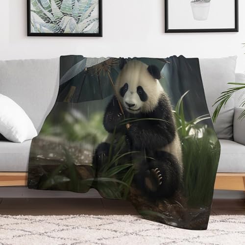 Couverture chaude panda 3D épaisse lavable en machine en flannel - 3