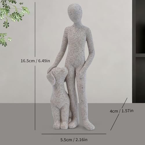 Estatua decorativa de hombre y perro para hogar moderno miniatura 4