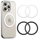 1ST IDEA Universal Metal Rings Compatible with MagSafe Sticker, Magnetic Ring for Phone Cases & Wireless Charging,Ultra-Thin Car Charger Conversion Accessories (2 Black+2 White)