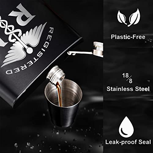 Touner Rn Registered Nurse Hip Flask For Shot Drinking Of Alcohol Whiskey And Vodka, Retirement Gifts For Dad, Groomsmen Gifts, Wedding Valentine's Christmas Gift, Wedding Hip Flask, Nurse Gift #TOP3