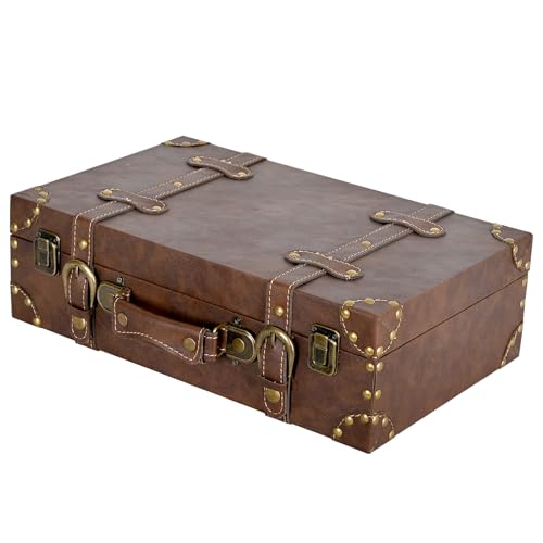 DECOR4SEASON Vintage Leather & Wood Storage Box...