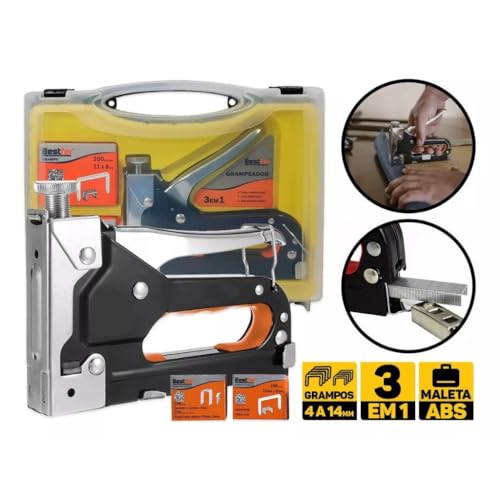 Grampeador Tapaceiro Profissional Com Grampos E Pregos Extras
